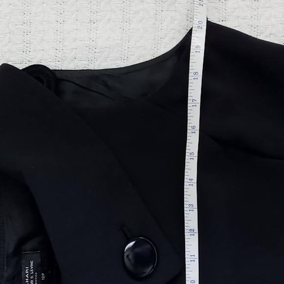 Tahari ASL Envelope Collar Women's Black Sheath Dress With Big Button Size 12P - Picture 6 of 11